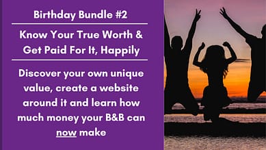 Bundle #2 - Know Your True Worth & Get Paid For It, Happily Figuring out your own unique value, creating a website around it and calculating how much money your B&B can now make How to Find Your Unique Value to Stand Out From the Crowd + Bonus