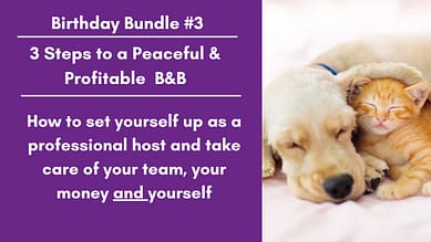 Bundle #3 - Having a Peaceful B&B That Lets You Live Your Life How to set yourself up as a professional host, taking care of your team, your money and yourself Professional Hosting online training Property Management online training Financial Reports